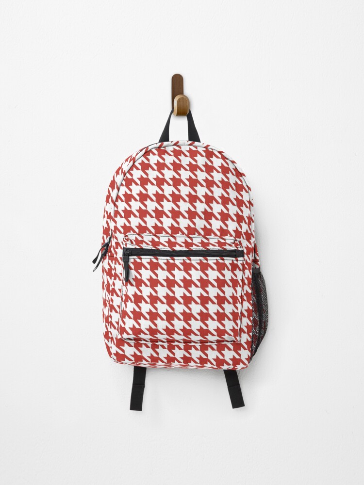 Thumbnail 1 of 3, Backpack, Red and white houndstooth pattern designed and sold by LinDraws.
