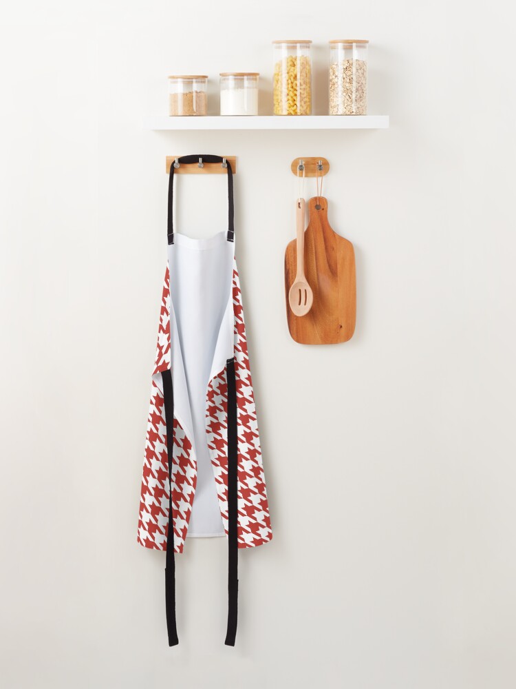 Thumbnail 2 of 6, Apron, Red and white houndstooth pattern designed and sold by LinDraws.