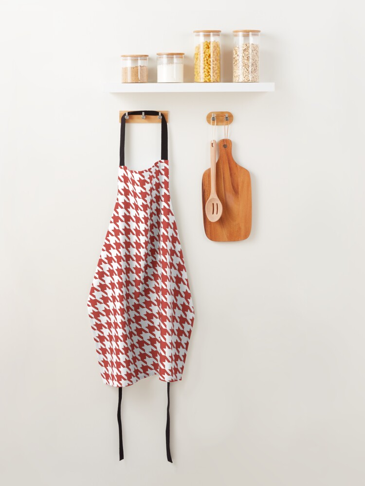 Thumbnail 4 of 6, Apron, Red and white houndstooth pattern designed and sold by LinDraws.