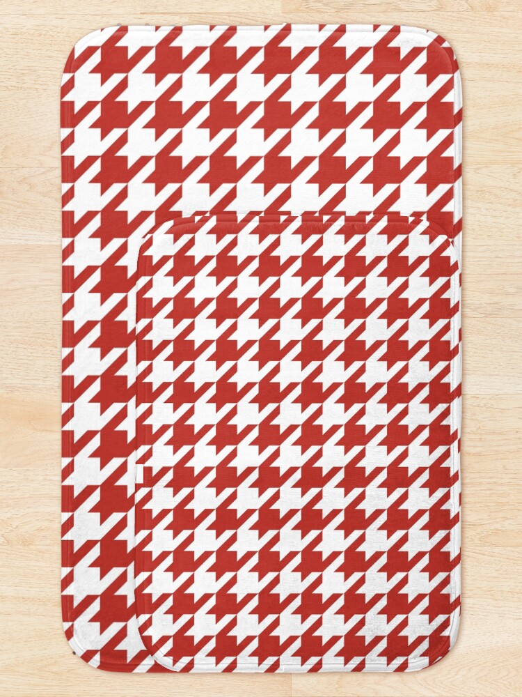 Thumbnail 5 of 6, Bath Mat, Red and white houndstooth pattern designed and sold by LinDraws.