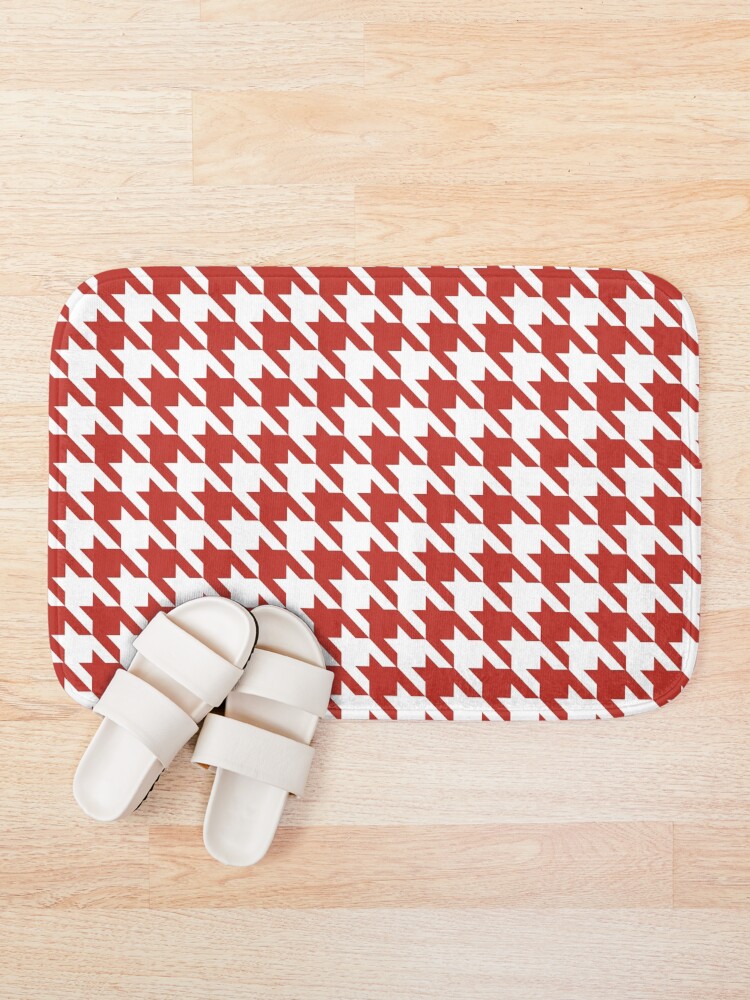 Thumbnail 1 of 6, Bath Mat, Red and white houndstooth pattern designed and sold by LinDraws.