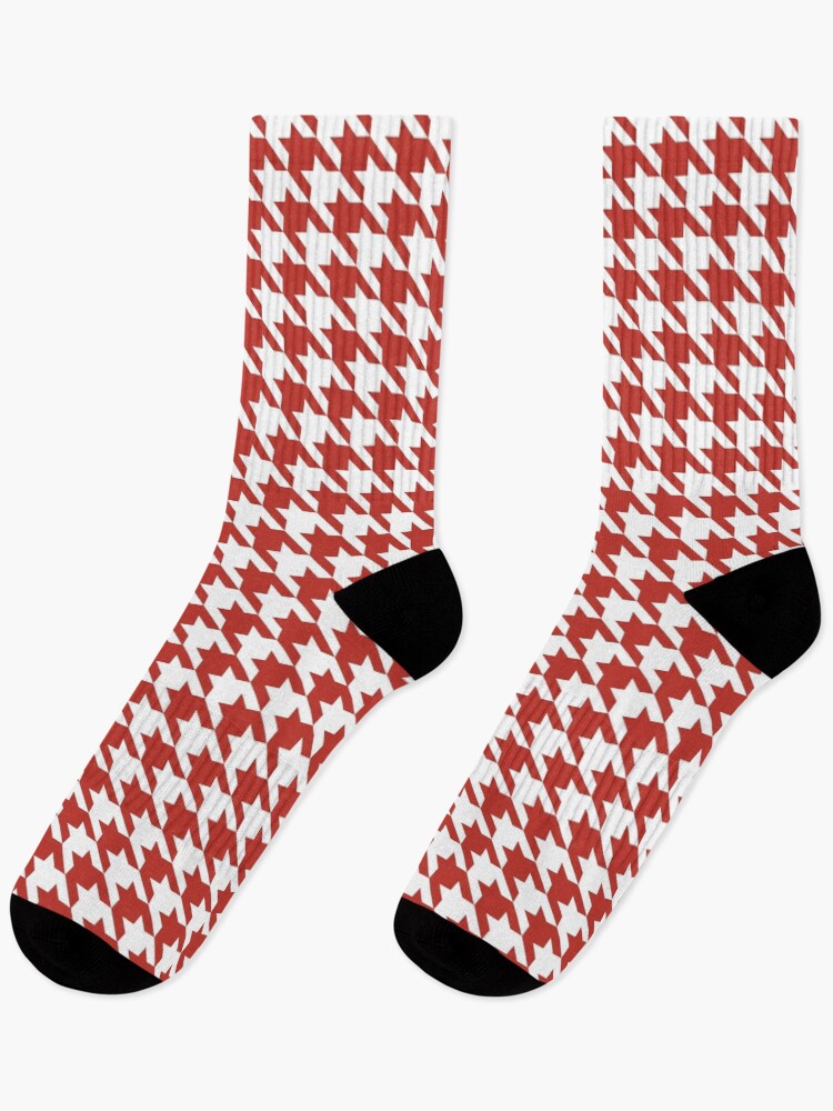 Thumbnail 1 of 5, Socks, Red and white houndstooth pattern designed and sold by LinDraws.