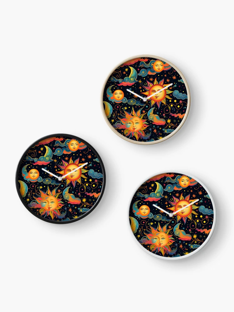 Thumbnail 3 of 4, Clock, Colorful Solar pattern designed and sold by Pixel-Lair.