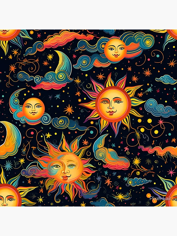 Thumbnail 4 of 4, Clock, Colorful Solar pattern designed and sold by Pixel-Lair.
