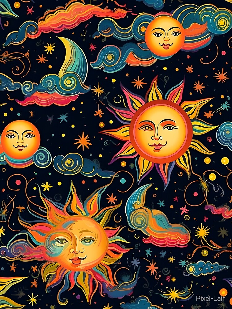 Thumbnail 3 of 3, Scarf, Colorful Solar pattern designed and sold by Pixel-Lair.