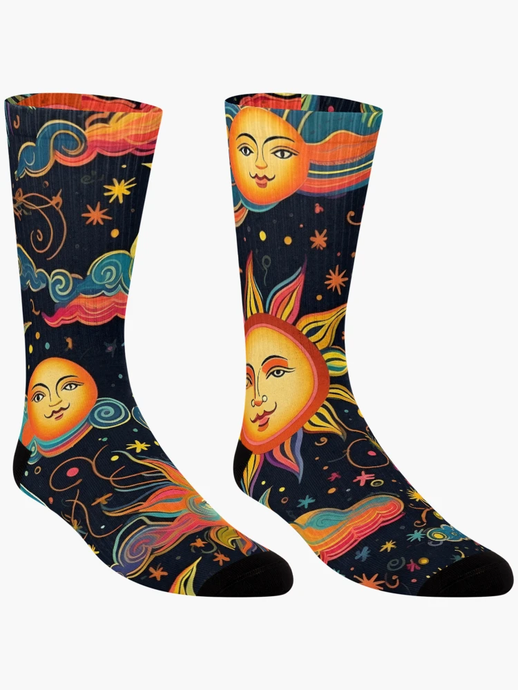 Thumbnail 3 of 5, Socks, Colorful Solar pattern designed and sold by Pixel-Lair.