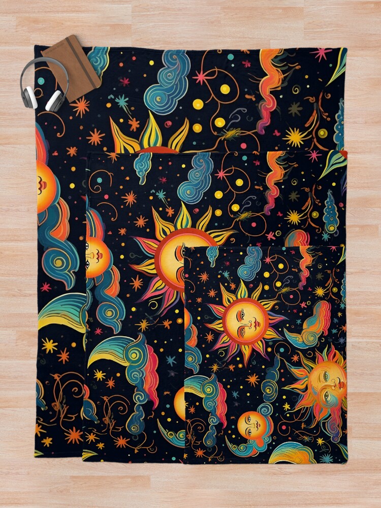 Thumbnail 5 of 6, Throw Blanket, Colorful Solar pattern designed and sold by Pixel-Lair.