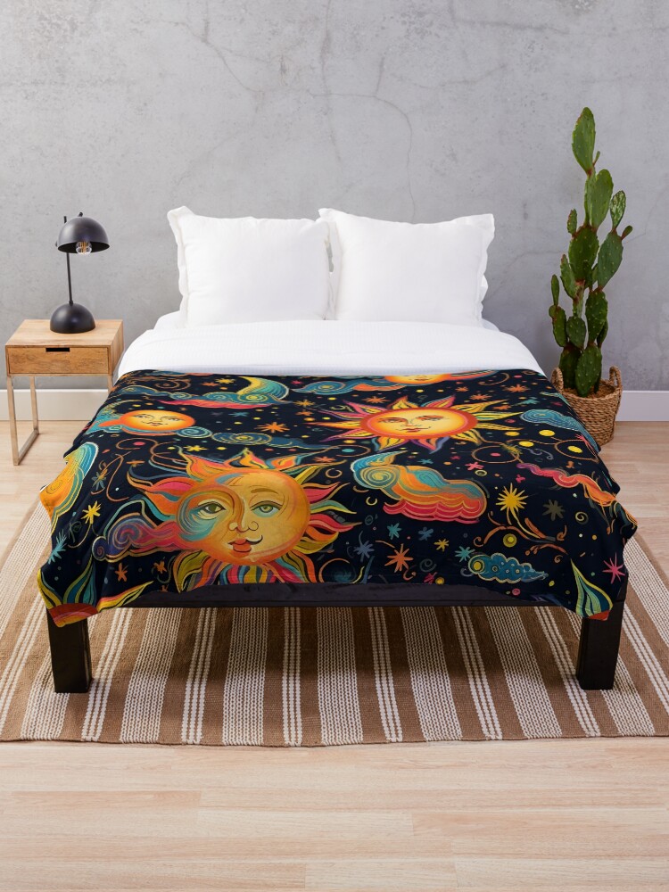 Thumbnail 1 of 6, Throw Blanket, Colorful Solar pattern designed and sold by Pixel-Lair.