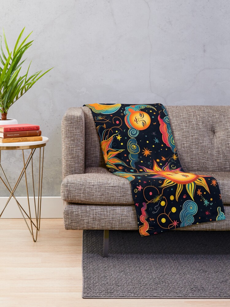 Thumbnail 2 of 6, Throw Blanket, Colorful Solar pattern designed and sold by Pixel-Lair.