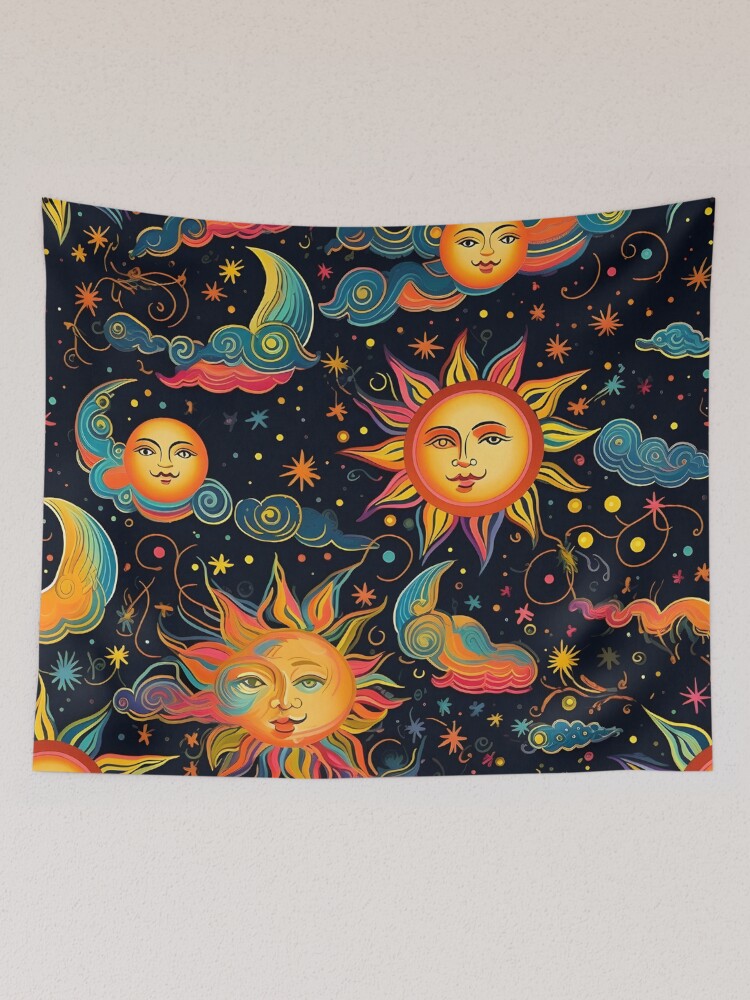 Thumbnail 2 of 3, Tapestry, Colorful Solar pattern designed and sold by Pixel-Lair.