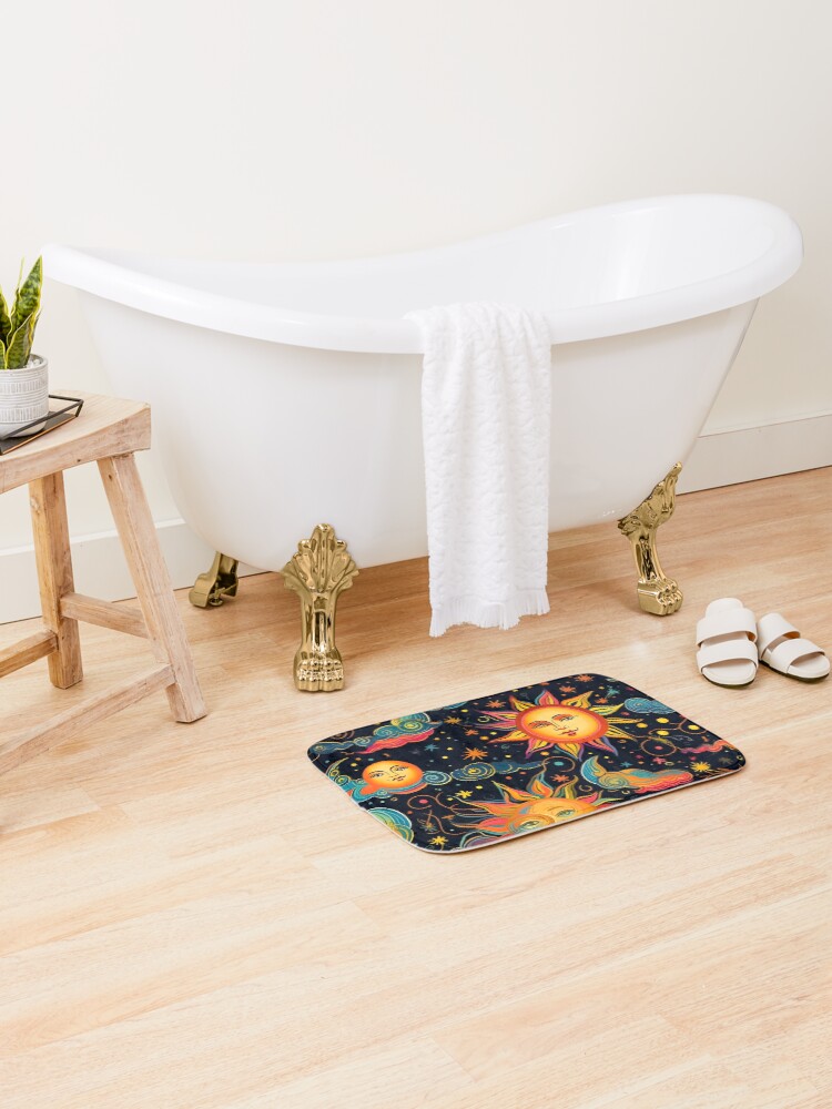 Thumbnail 2 of 6, Bath Mat, Colorful Solar pattern designed and sold by Pixel-Lair.