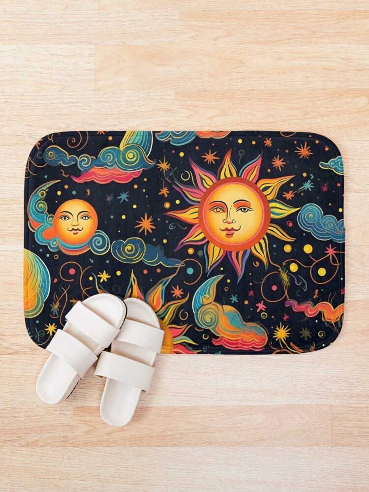 Thumbnail 1 of 6, Bath Mat, Colorful Solar pattern designed and sold by Pixel-Lair.