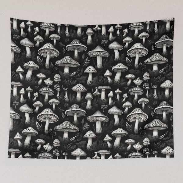 Item preview, Monochrome Mushroom Patterns: Timeless Nature-Inspired Designs designed and sold by AYACHI90.