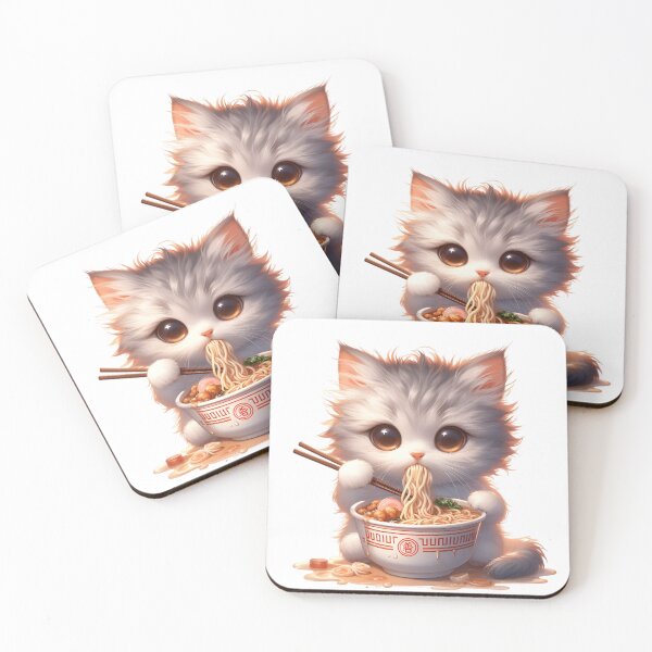 Item preview, Kawaii Kitten Eating Ramen 19 designed and sold by Totally4Ryo.