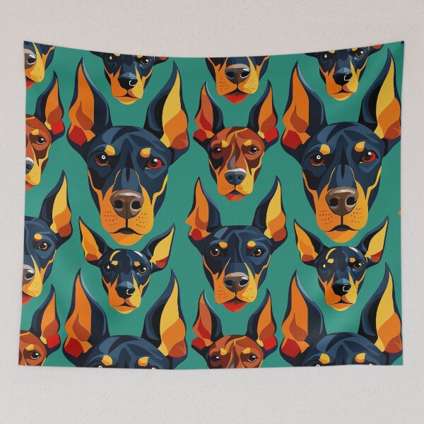 Item preview, Vibrant Doberman Faces Seamless Pattern: A Modern Art Tribute to Pet Admiration designed and sold by Rosa Elena Albornoz Mendez.