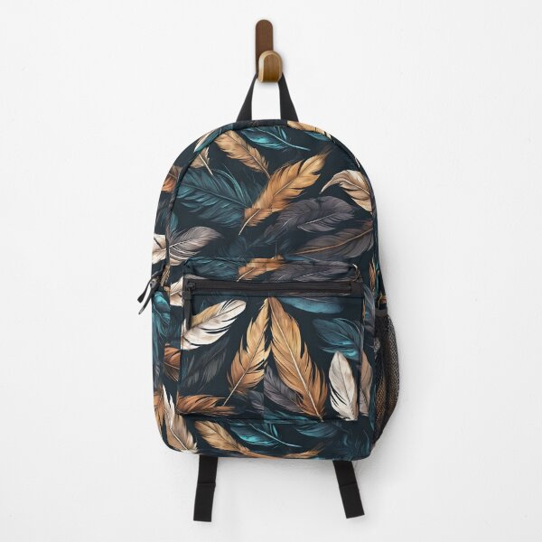 Item preview, OCHER FEATHERS ON DARK BLUE BACKGROUND designed and sold by Ciervo Primavera.