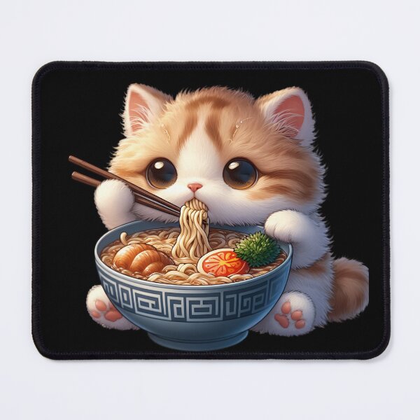 Item preview, Kawaii Kitten Eating Ramen 20 designed and sold by Totally4Ryo.