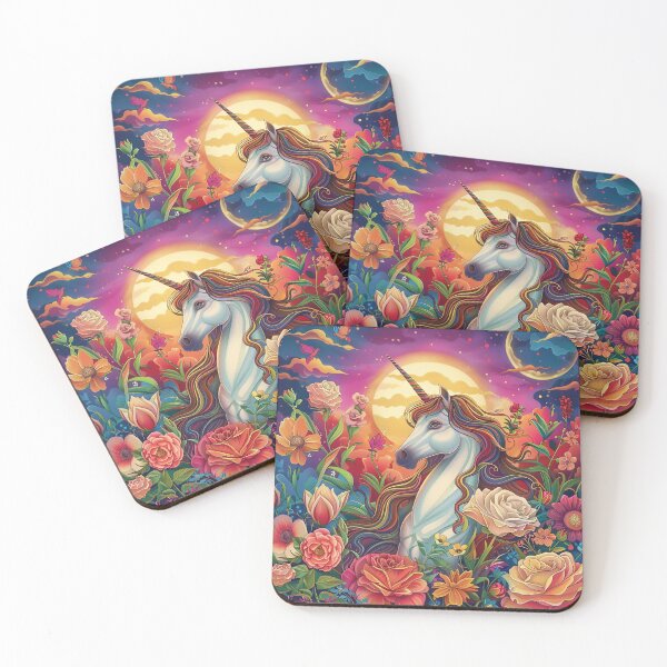 Item preview, Rainbow Unicorn Sunset Wildflowers designed and sold by StarlingsCrown.