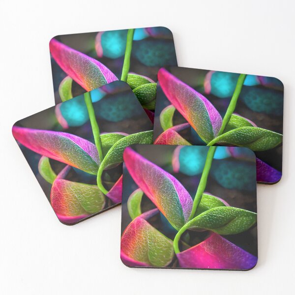 Item preview, Neon pink green leaves macro designed and sold by EmeraldeaArt.