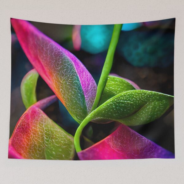 Item preview, Neon pink green leaves macro designed and sold by EmeraldeaArt.