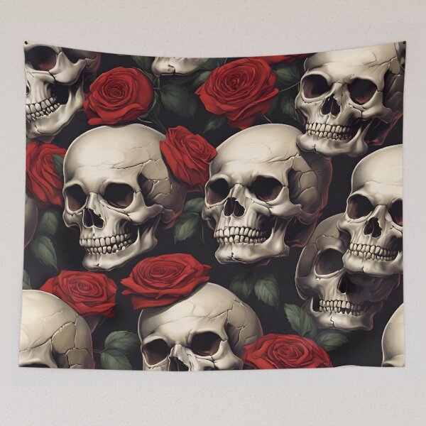 Artikelvorschau, Vintage Skulls And Roses Pattern entworfen und verkauft von TheArtOfPat.