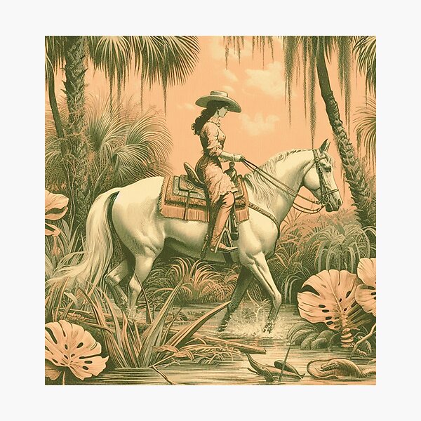Item preview, Florida Cowgirl on Horse with Tropical Palms designed and sold by FloridaWildOnes.