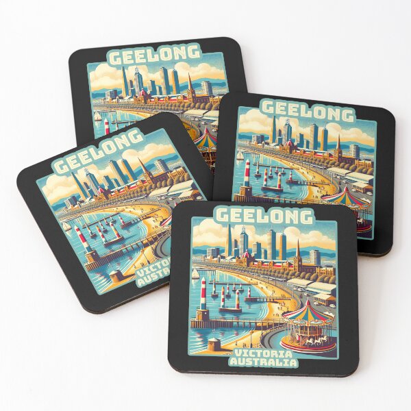 Item preview, Vintage Geelong Victoria Australia Landmark Skyline. Travel souvernir. designed and sold by Unitepeople.