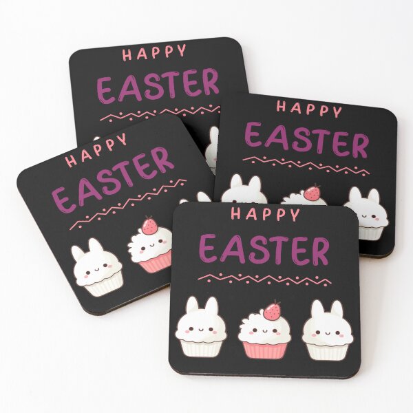Item preview, Happy Easter with Pink and White Easter Bunnies Cupcakes designed and sold by KawaiiArtStyle.