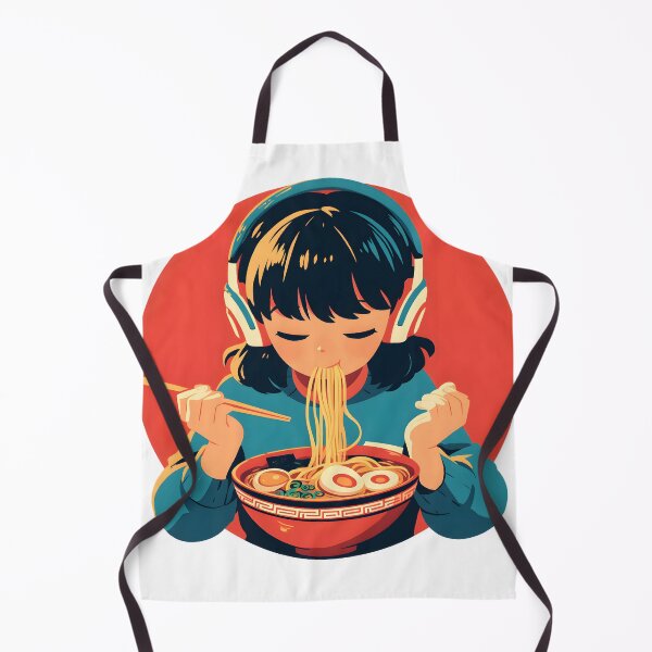 Artikelvorschau, Japanese Girl With Headphones Eating Noodles entworfen und verkauft von CoolMantras.