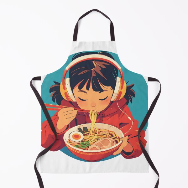 Artikelvorschau, Japanese Girl With Headphones Eating Noodles entworfen und verkauft von CoolMantras.