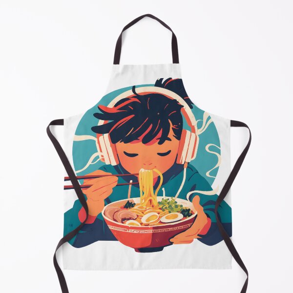 Artikelvorschau, Japanese Girl With Headphones Eating Noodles entworfen und verkauft von CoolMantras.