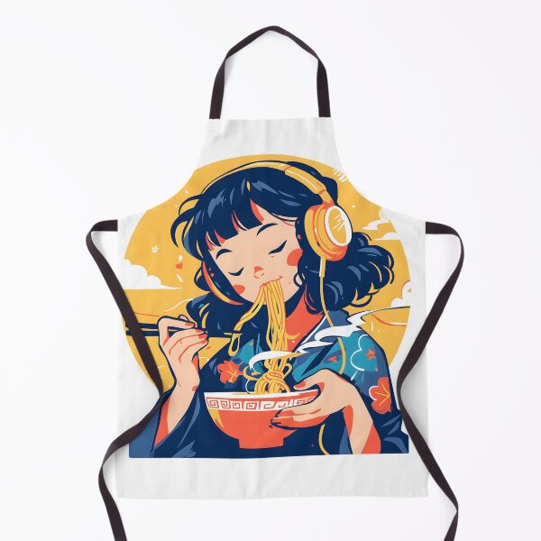 Artikelvorschau, Japanese Girl With Headphones Eating Noodles entworfen und verkauft von CoolMantras.