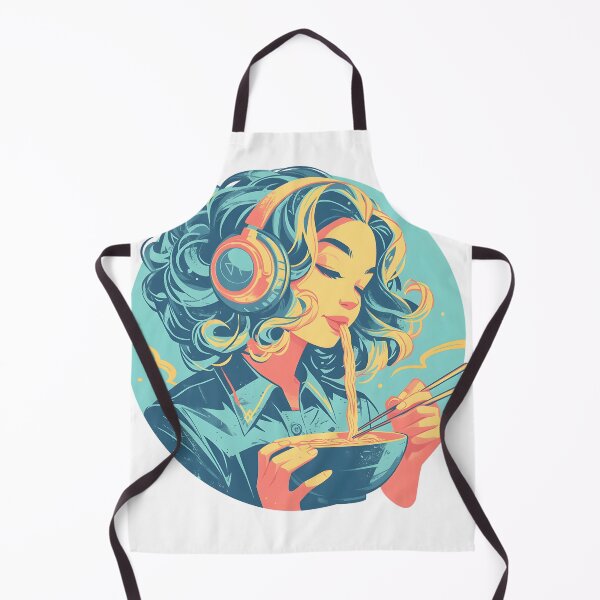 Artikelvorschau, Abstract Girl With Headphones Eating Noodles entworfen und verkauft von CoolMantras.