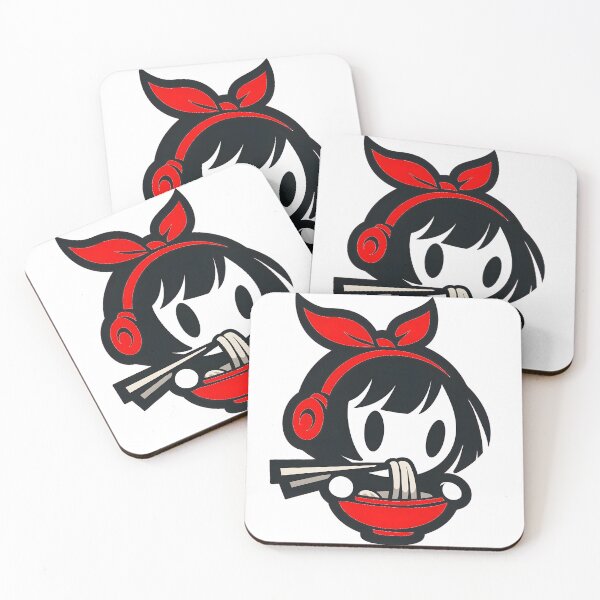 Artikelvorschau, Cute Kawaii Girl Eating Noodles entworfen und verkauft von CoolMantras.