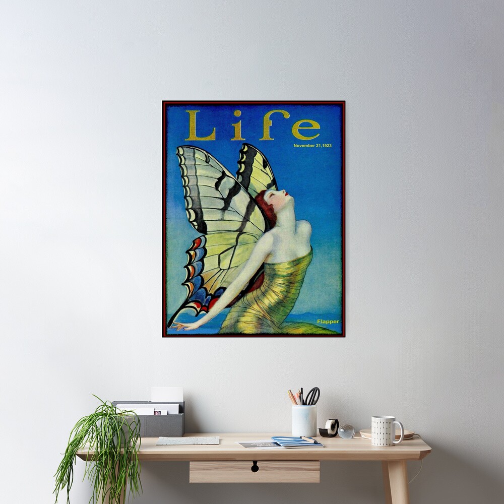LIFE : Vintage 1923 Flapper Butterfly Print Poster