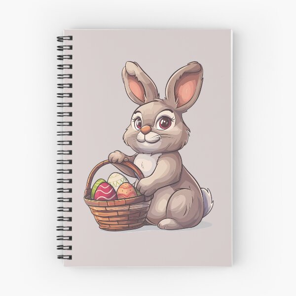 Item preview, Brown Easter Bunny with Basket of Painted Eggs designed and sold by LarkspurAndTea.