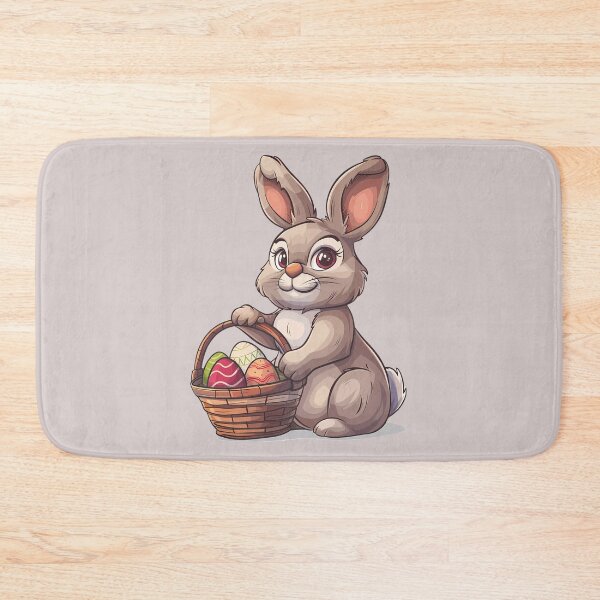 Item preview, Brown Easter Bunny with Basket of Painted Eggs designed and sold by LarkspurAndTea.