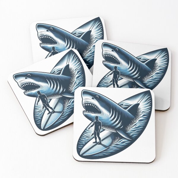 Item preview, Shark and Man Surfers  designed and sold by BioFaStore.