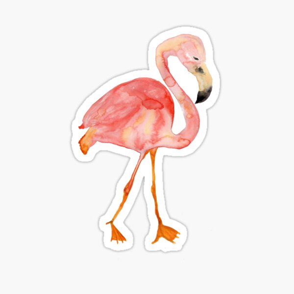 Pink Flamingo Watercolor Sticker
