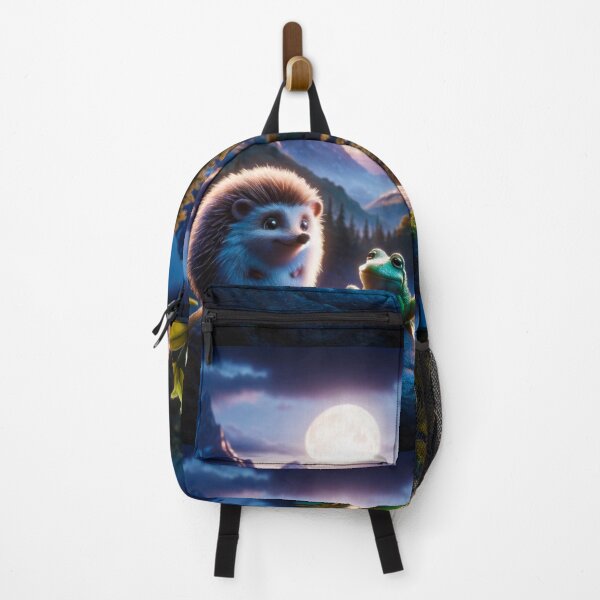 Item preview, Hedgehog and Green Frog, Unlikely moonlit companions designed and sold by CritterManiaUK.