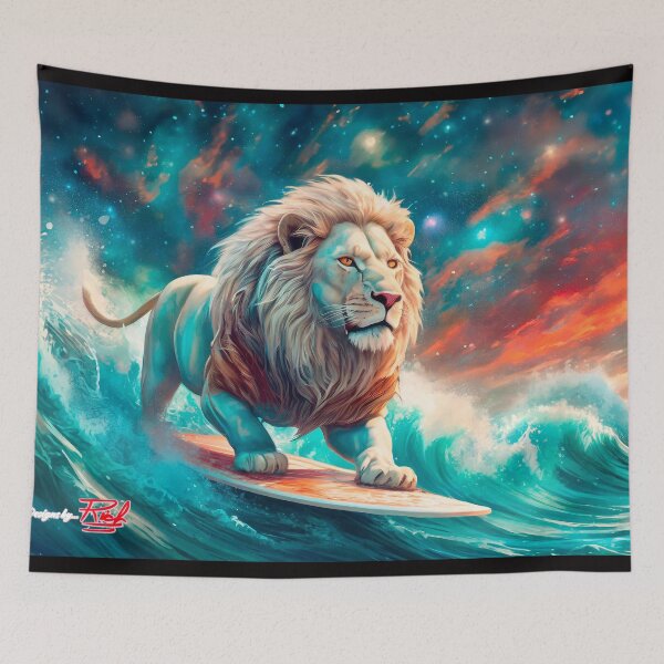 Item preview, White Lion Surfing the Galaxy Design From Rich AMeN Gill designed and sold by RichAMeNGill.