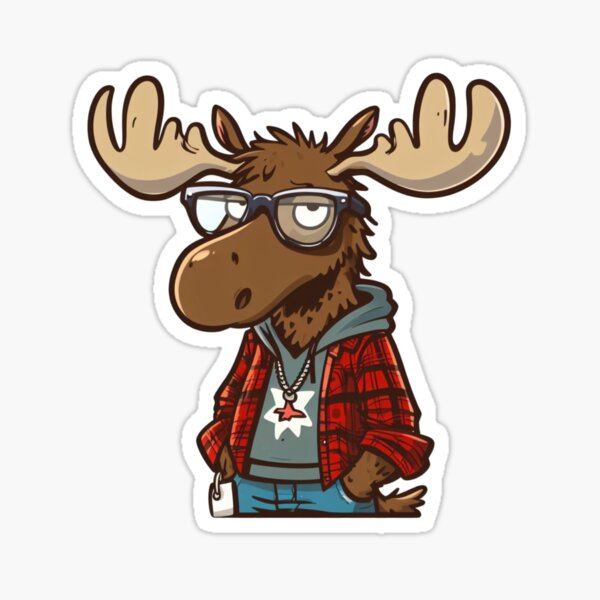 Item preview, Cartoon mountain moose with cool attitude designed and sold by Lisa Phelan Artist.