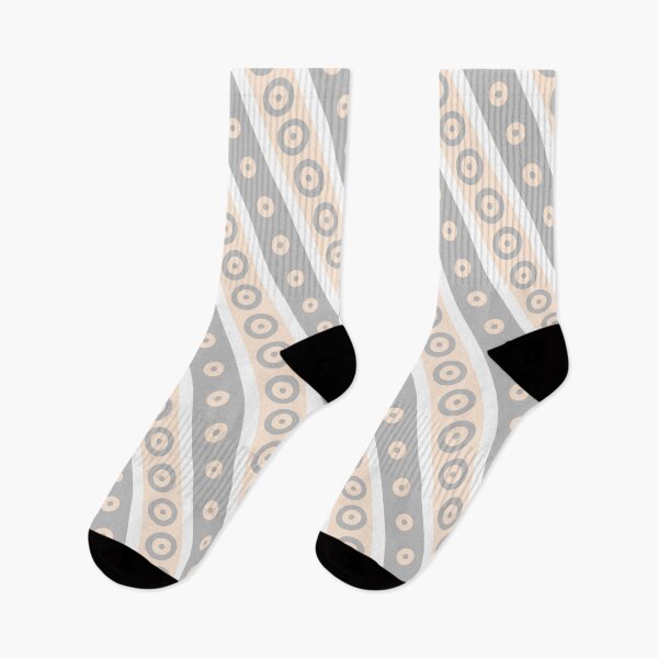 Item preview, Peach & Grey Circles Inside Striped Lines Prolific Pattern designed and sold by Alchemy-A-La-G.