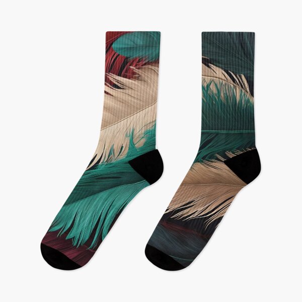 Item preview, EMERALD GREEN, BEIGE AND RED WINE FEATHERS designed and sold by Ciervo Primavera.
