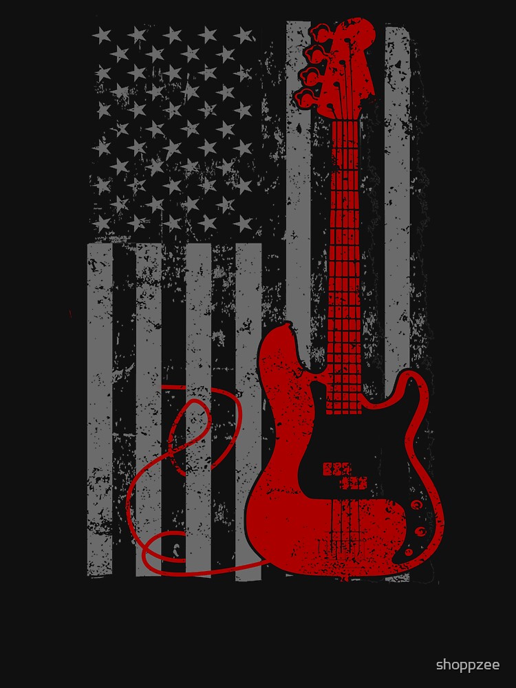 "Bass Player Gift American Pride Fender Bass American Flag" Tshirt by