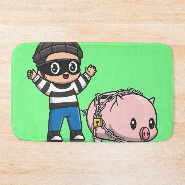 Item preview, Porcine Pilferage: Cute Thief Stealing Pig with Padlock Chain designed and sold by hjian8219.
