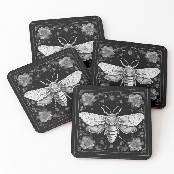 Item preview, Moth and Flowers White and Gray designed and sold by ZomboniJobroni.