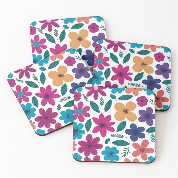 Item preview, RogerPattern - "Nature's Harmony: White Background with Vibrant Leaves and Flowers" designed and sold by RogerPattern.