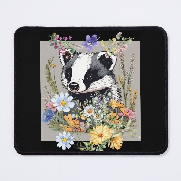 Item preview, Cute Baby Badger In A Field Of Wildflowers Colorful Design designed and sold by EarthArtDesigns.