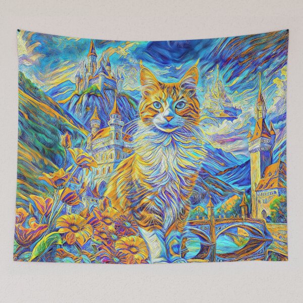 Item preview, Abstraction of castle and cat. DeepDream designed and sold by blackhalt.